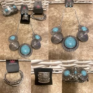 Paparazzi Jewelry 5 piece Turquoise and silver set